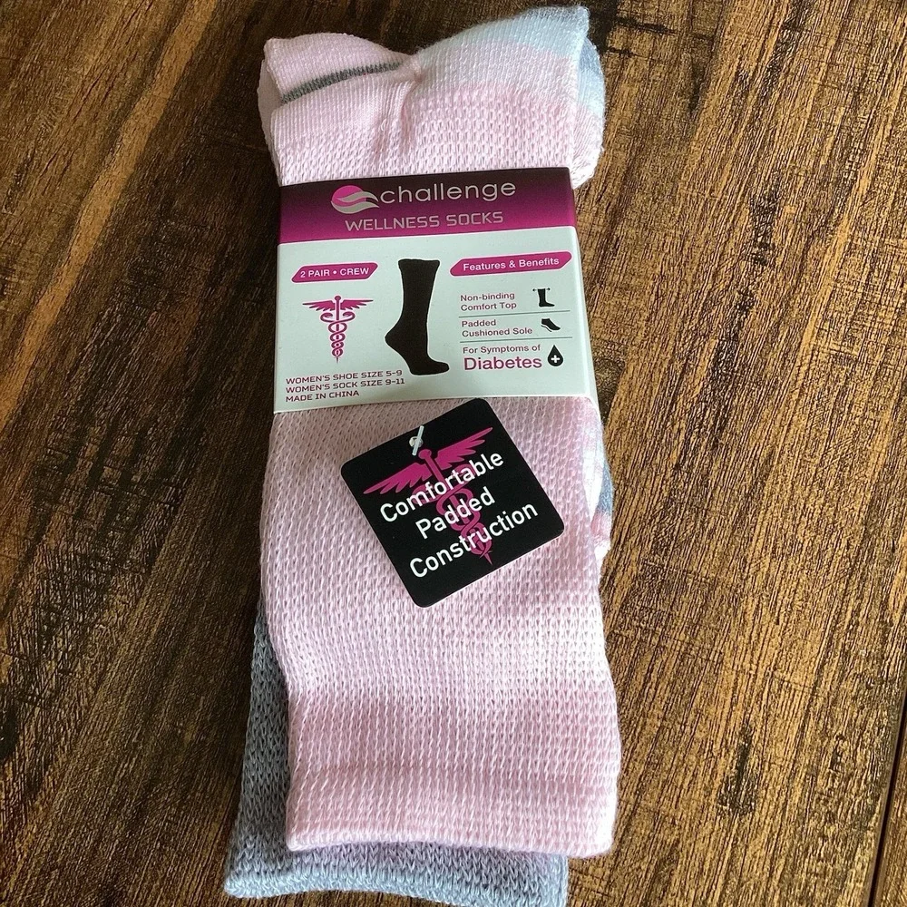 Women's Challenge Wellness‎ Non-Binding Crew Socks Diabetes Edema Neuropathy 5-9