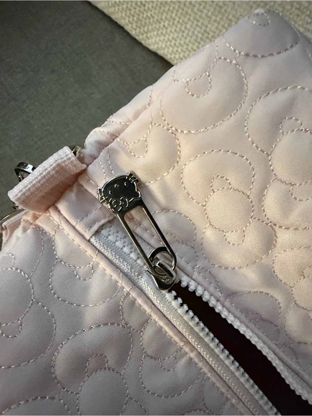 Hello Kitty Light Pink Quilted Tote with Plush Charm