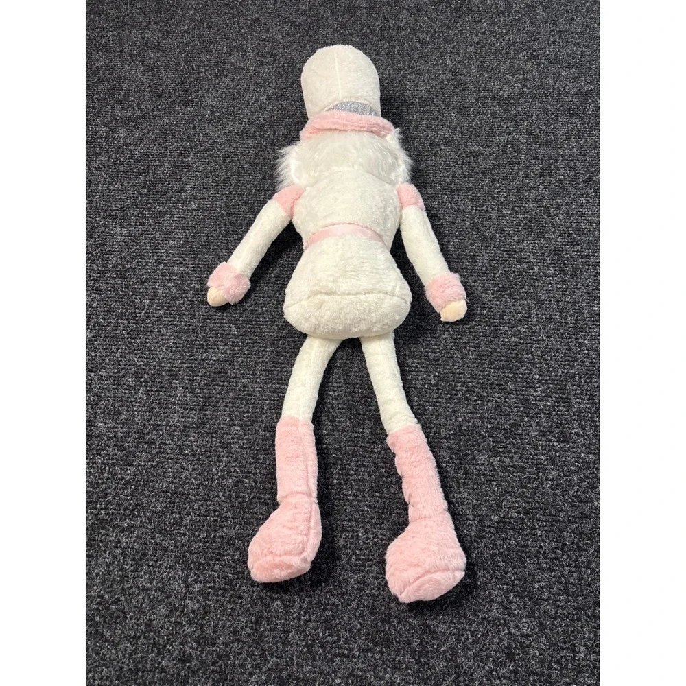 Plush Nutcracker Doll White Pink Silver Glitter Christmas Holiday Decor 24 Inch