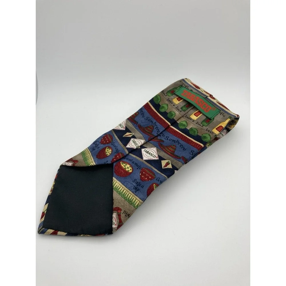 TABASCO MENS TIE Red Black WITH PEPPER AND LOGO DESIGN EXCELLENT Business/Casual