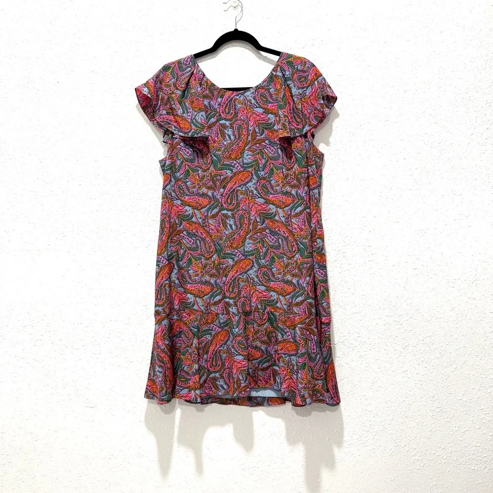 J. Crew Silk ruffle‎ Paisley Multicolor Mini Dress 16