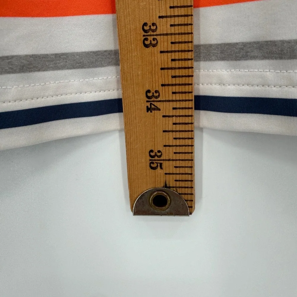 Adidas Polo Shirt Men 2XL White Orange Striped Golf Performance‎ Short Sleeve