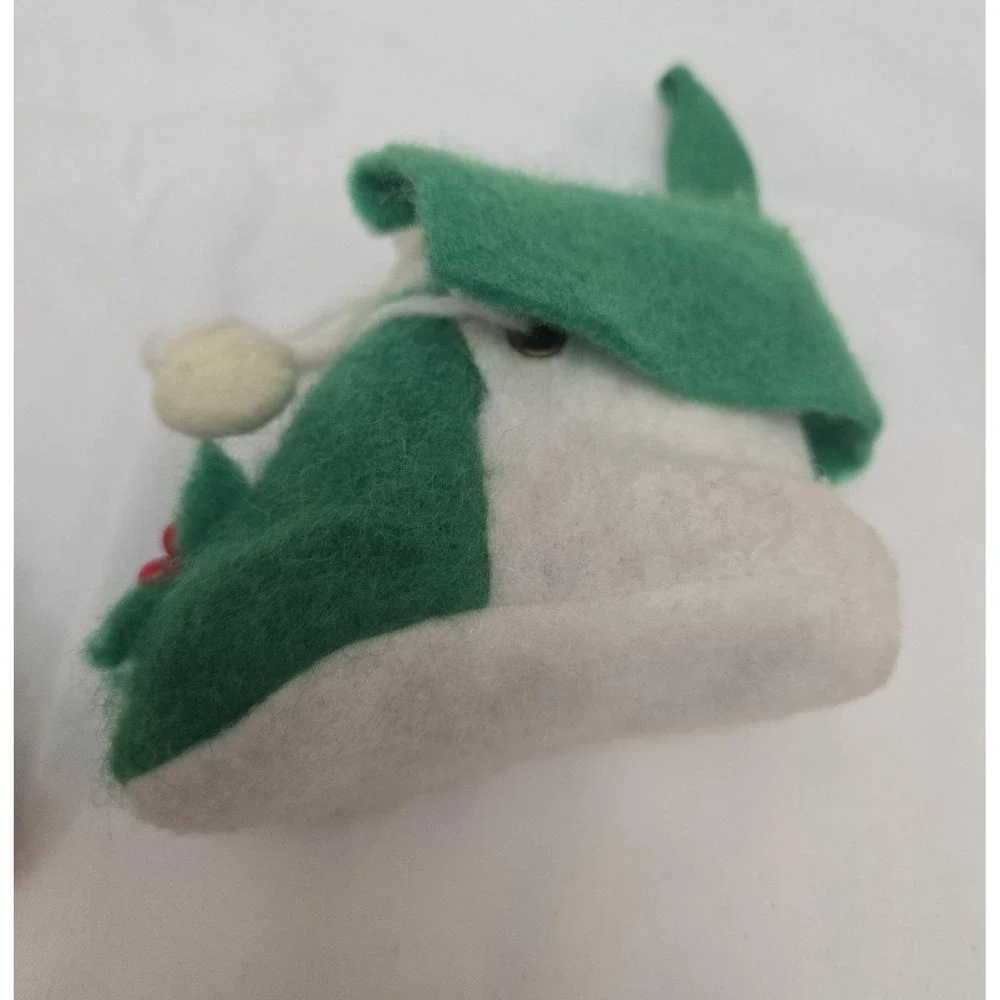 Vintage Felt Christmas Ornaments Shoes Green And‎ Red Retro Holiday Decor