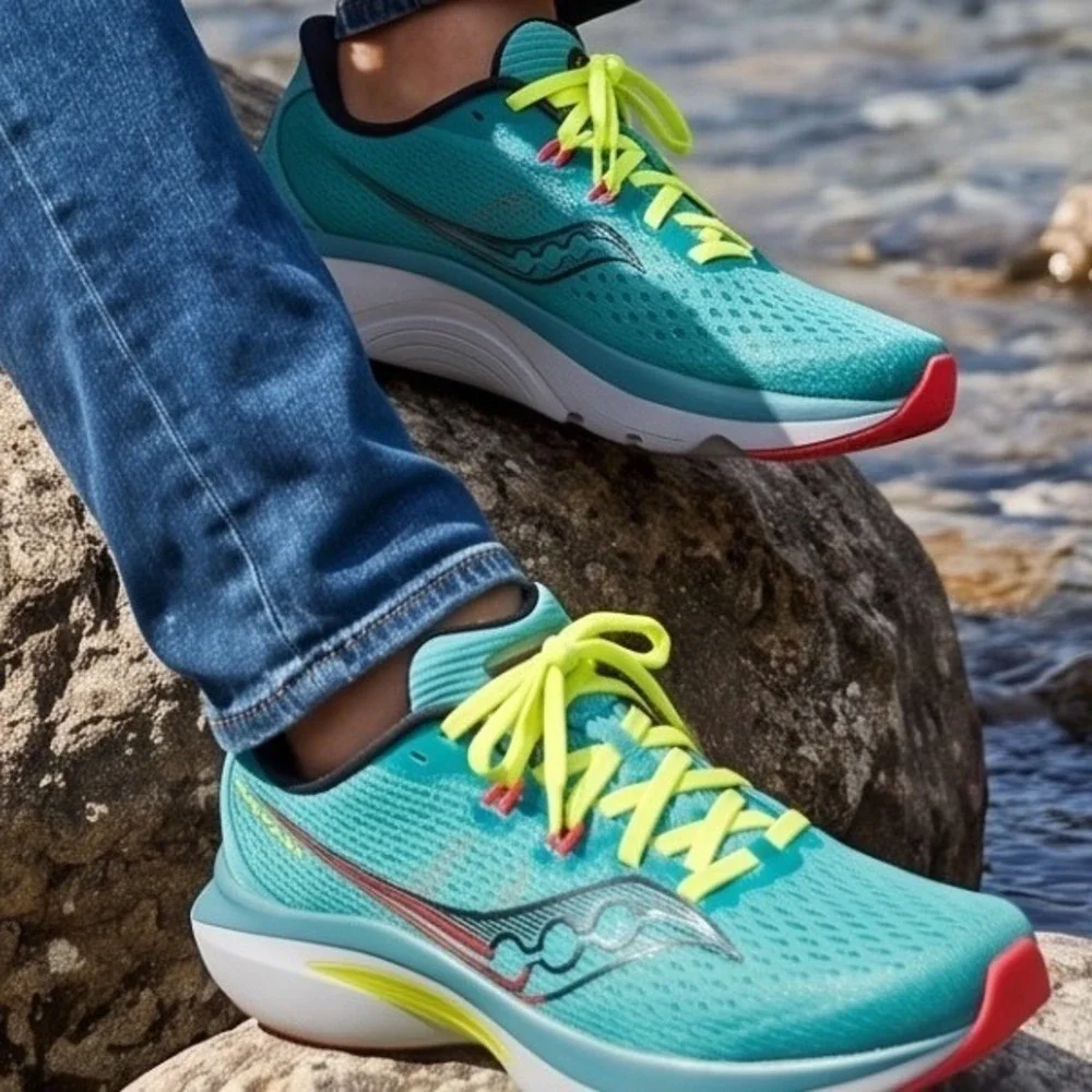 Saucony Kinvara 14 Mens 9 Teal Citron Red Running Shoes Sneaker (Worn once )‎