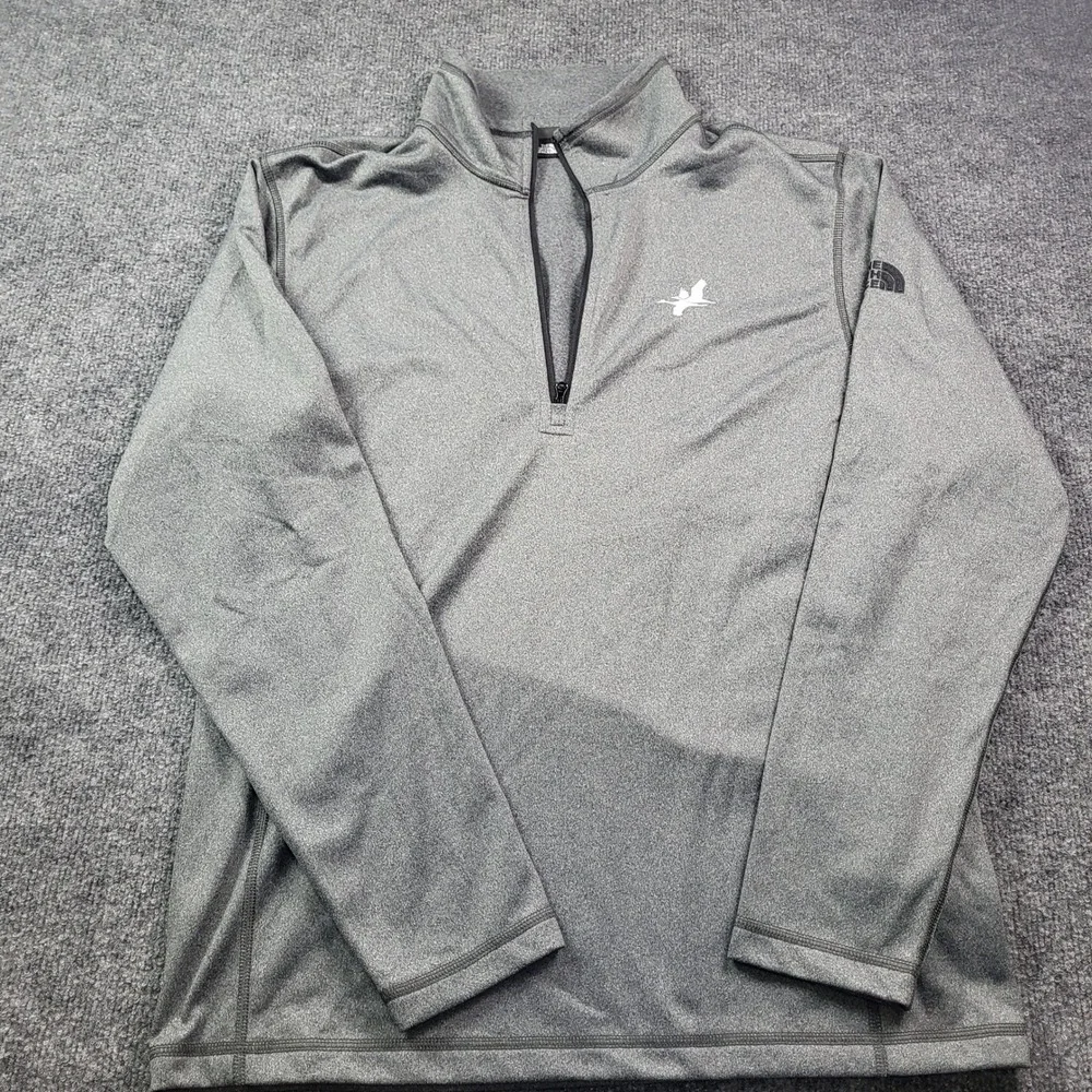 The North Face Mens‎ Gray Quarter Zip Pullover Bird Logo Size Medium