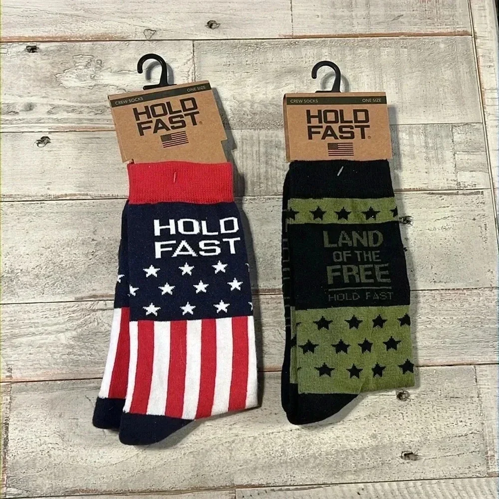 Hold Fast Crew socks bundle of 2 pair Patriotic land of‎ the free USA one size