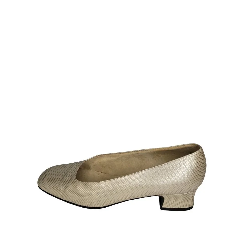 Vintage Stuart Weitzman Pumps Women Sz 8W Block Heel Copper 80s Designer‎ Work