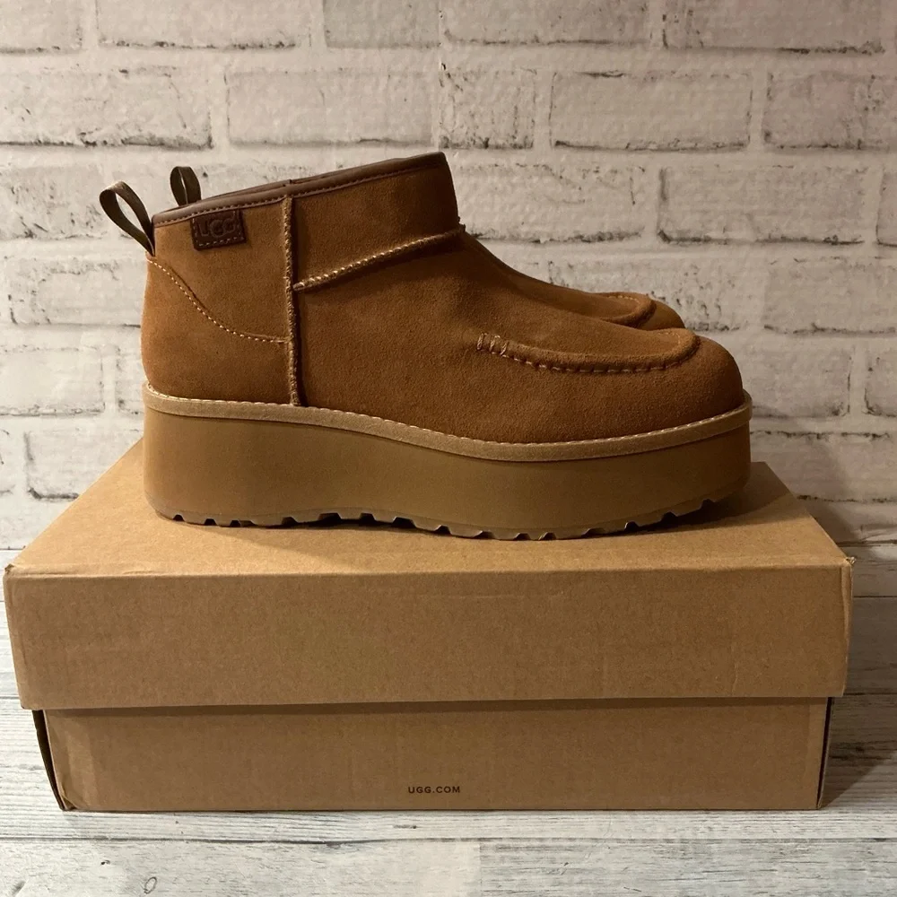 UGG NIB Women's Size 9 UGG Cityfunc Ultra Mini Chestnut