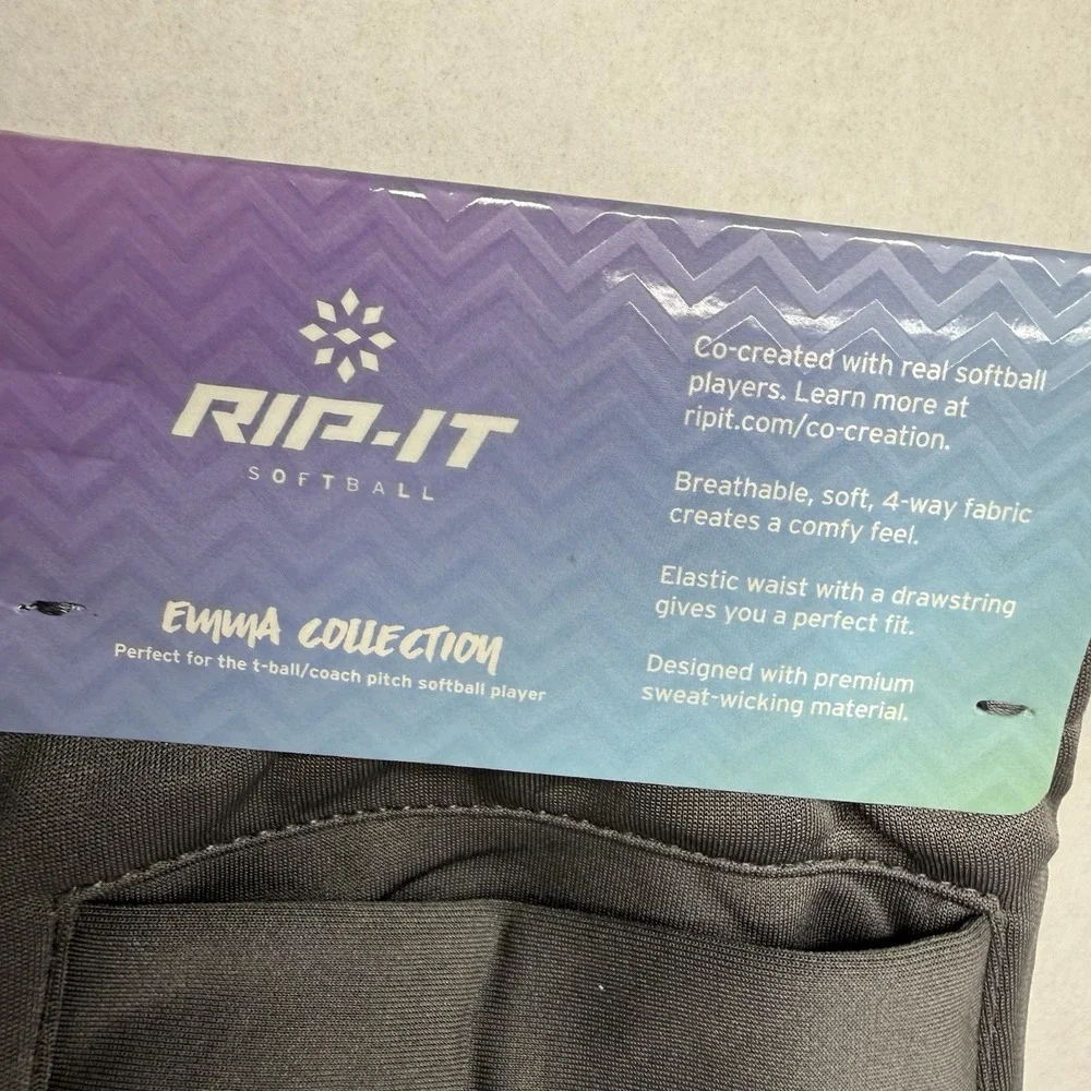 RIP-IT Emma Collection Youth Medium Softball Pants Charcoal NWT 4-Way Stretch