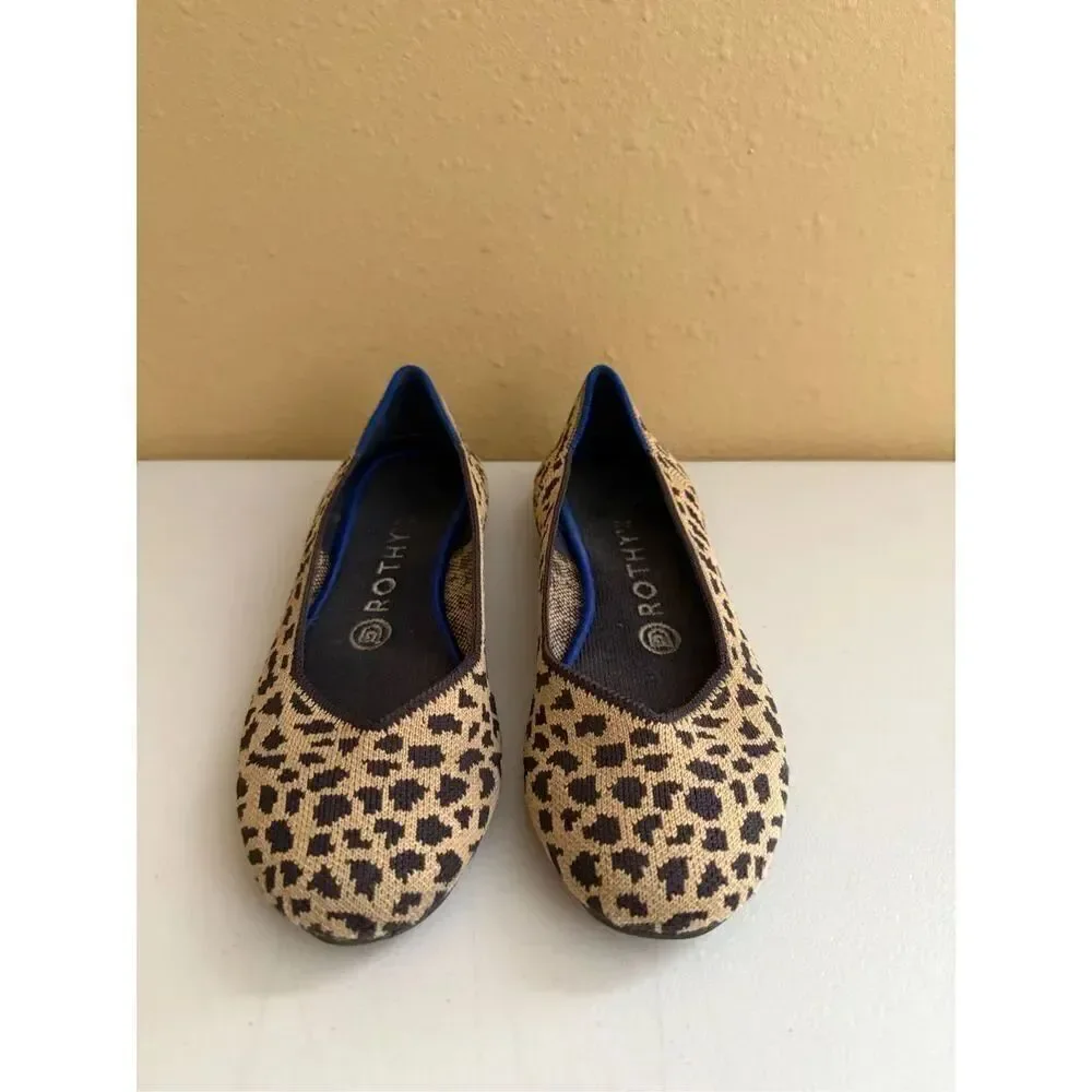 Rothy's The Flat Shoes Round Toe Animal Print Upper Womens Size 6.5