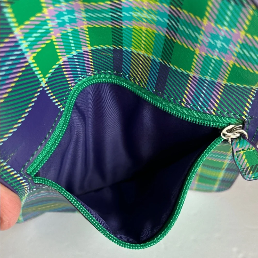 Baekgaard Tartan Wallet Coin Purse in Purple & Green with Yellow Accents