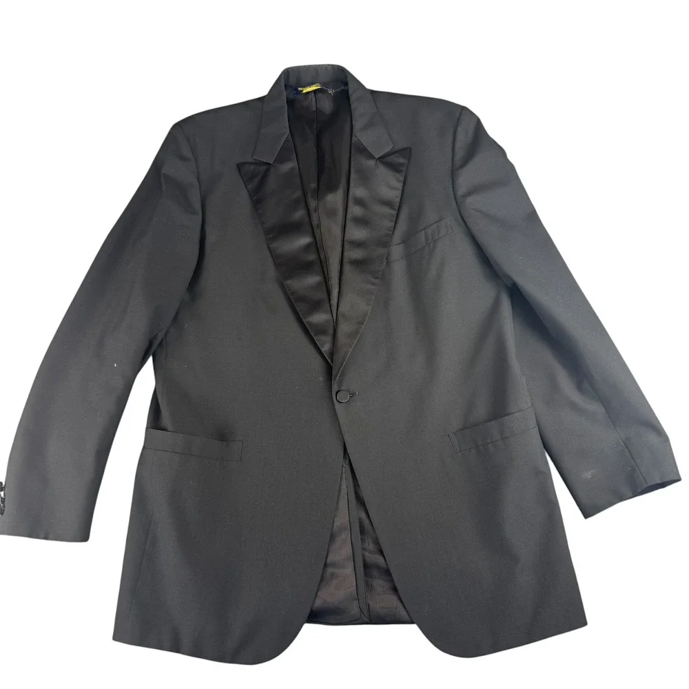 Brooks‎ Brothers Mens Black Tuxedo Jacket Peak Lapel Single Button Size 44L