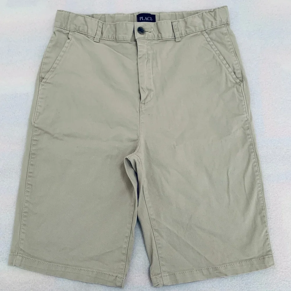 The Children's Place Chino Shorts BIG BOY Uniform Size 18 Khaki Adjustable Waist