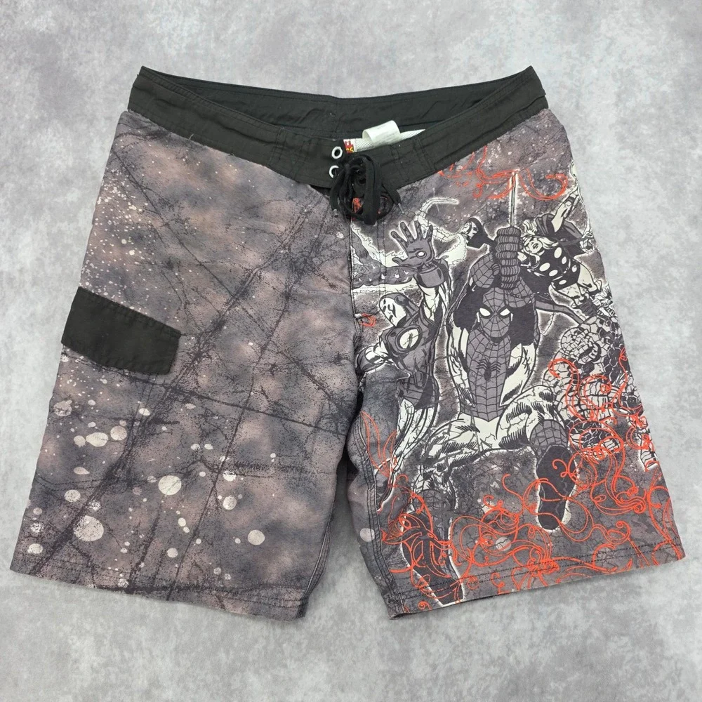Marvel Comics Avengers Board Shorts Mens‎ XL Spider-Man Iron Man Swim Trunks