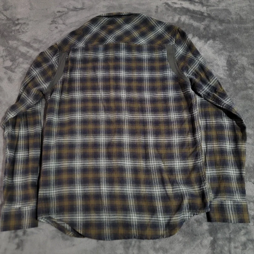 Under Armour Shirt Men Med Green Blue Plaid Tradesman Flex Flannel Snap Outdoor
