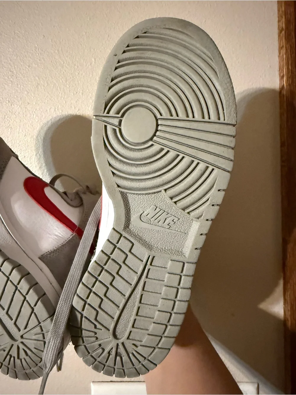 Youth Nike Athletic Club High-Top Sneakers in Beige and Red