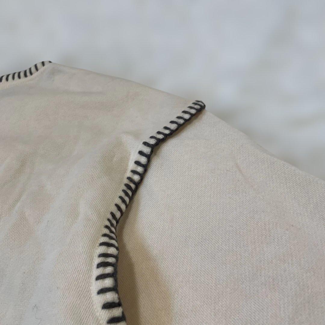 Helm Shimamura Color Block Stitch Dress M Beige Long Slit