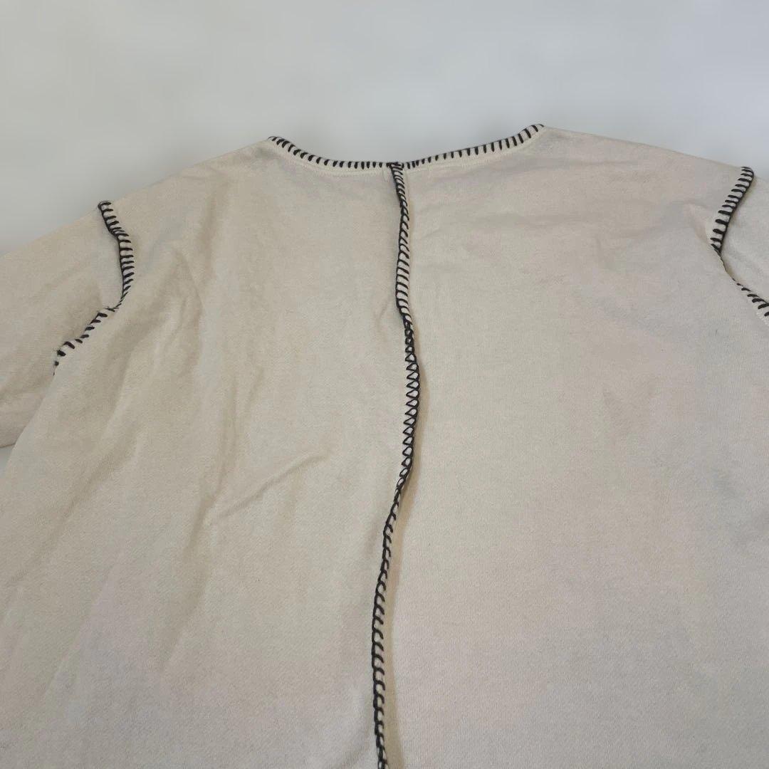Helm Shimamura Color Block Stitch Dress M Beige Long Slit