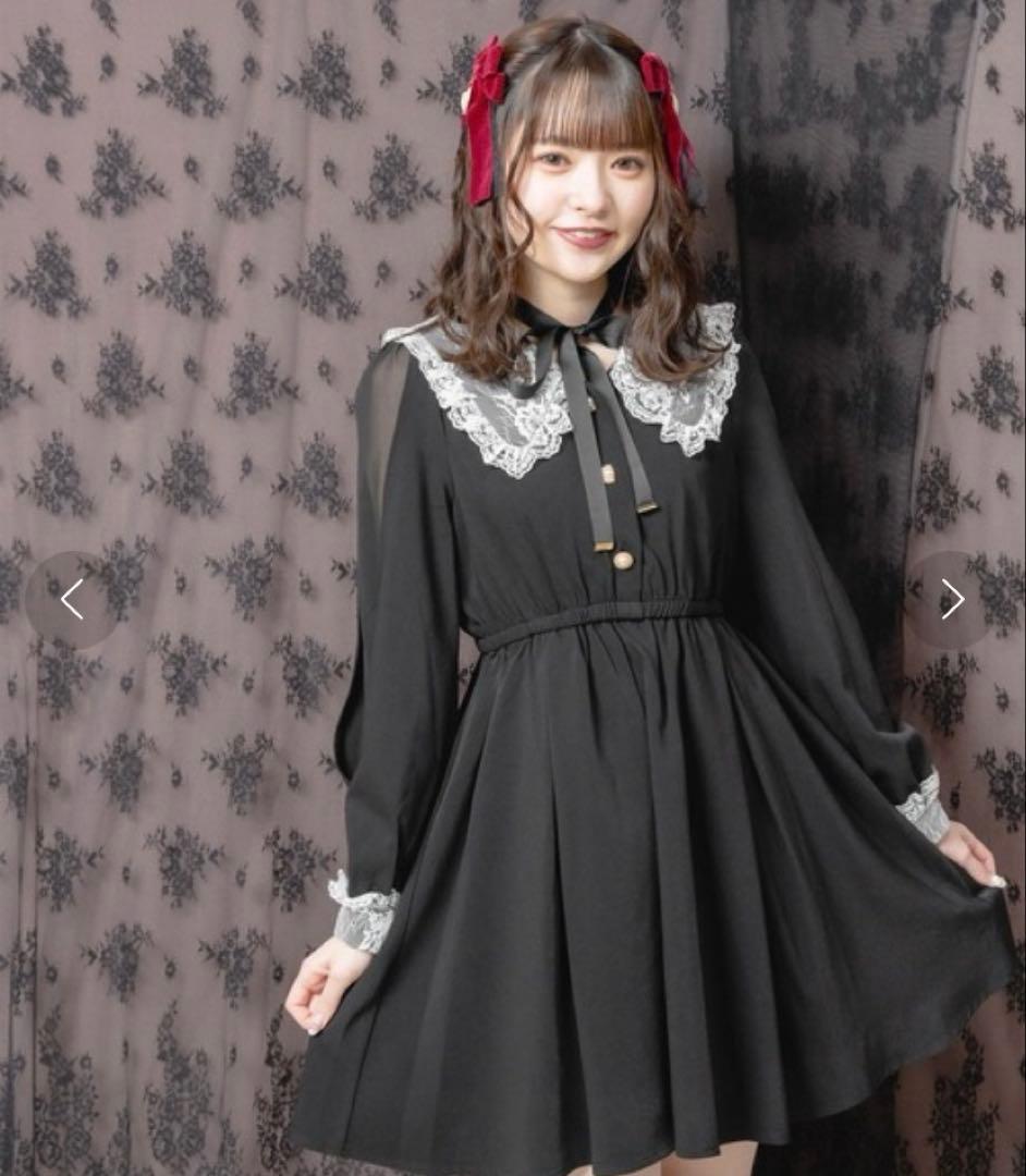 【ROJITA】Choker Ribbon Color Lace Collar Dress - Jirai Kei / Ryousangata ♡