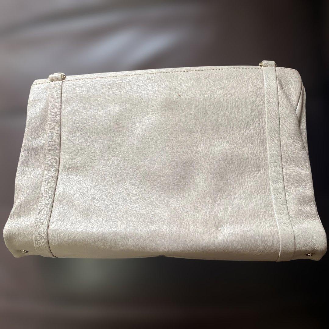 story. Large White Leather Clutch Bag
