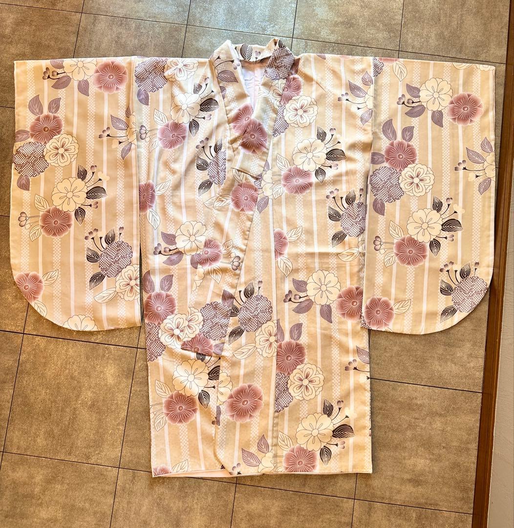 Floral Kimono and Hakama 4-Piece Set, Size M