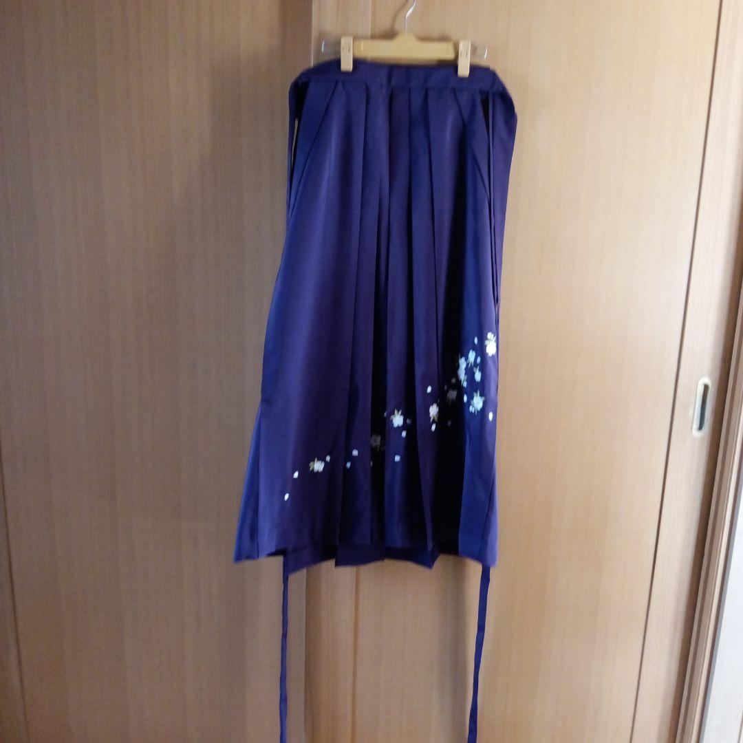 Navy Hakama with Cherry Blossom Embroidery