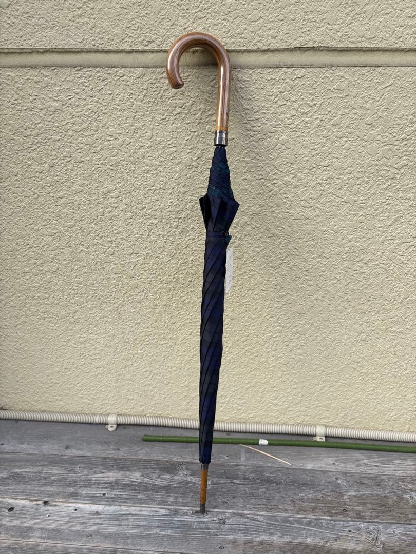 Brooks Brothers Black Watch Long Umbrella, 55cm, Wooden Handle