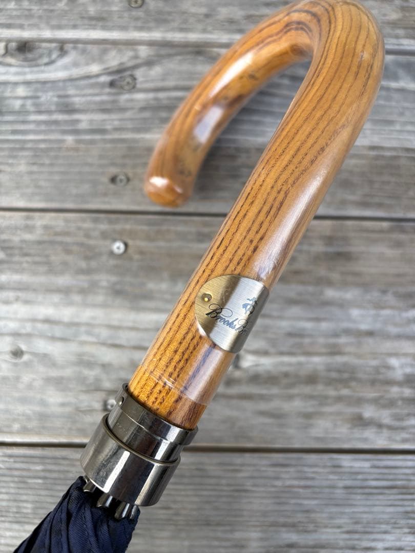 Brooks Brothers Black Watch Long Umbrella, 55cm, Wooden Handle
