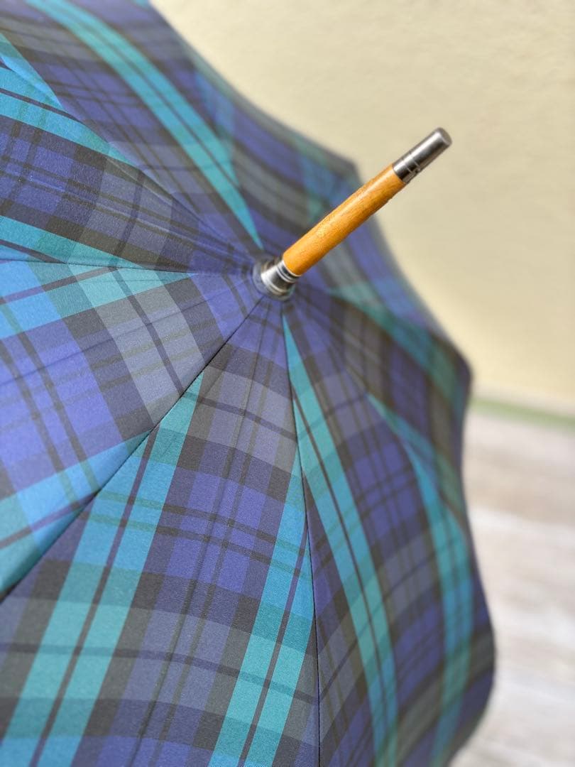Brooks Brothers Black Watch Long Umbrella, 55cm, Wooden Handle