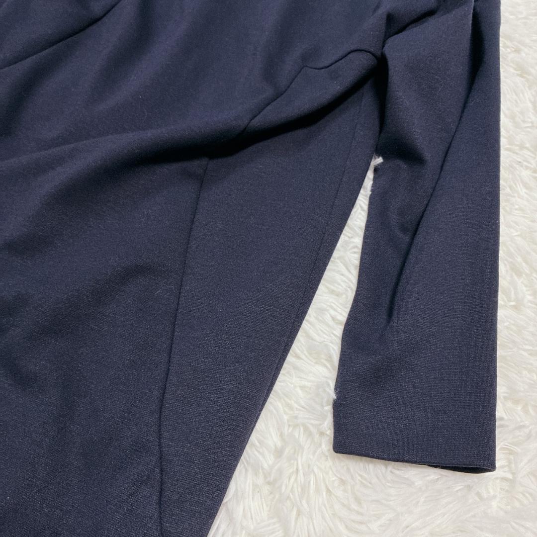 【Excellent Condition ✨】CLATHAS Navy Dress with Floral Embroidery, Lightweight, 3/4 Sleeves, Long Sleeves