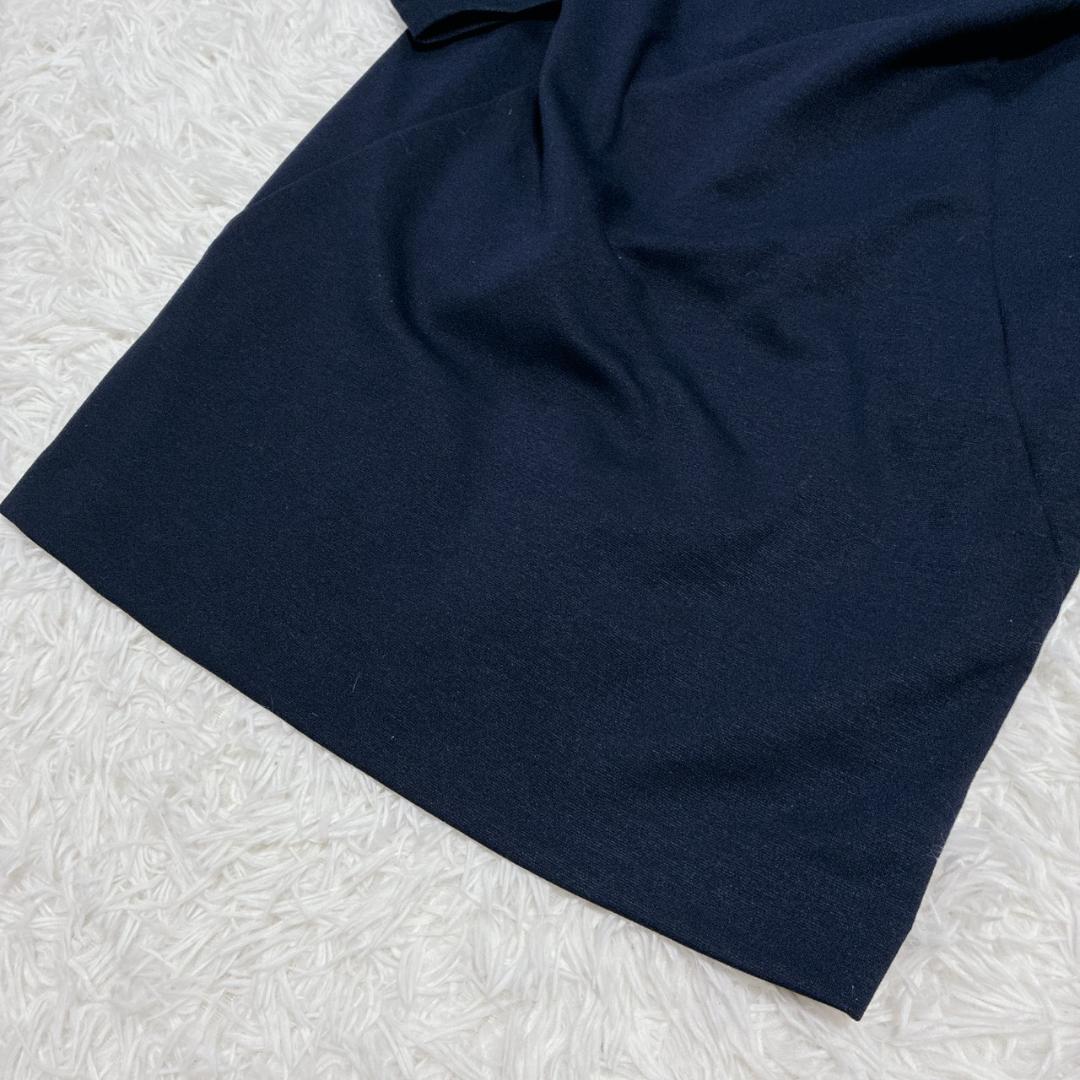 【Excellent Condition ✨】CLATHAS Navy Dress with Floral Embroidery, Lightweight, 3/4 Sleeves, Long Sleeves