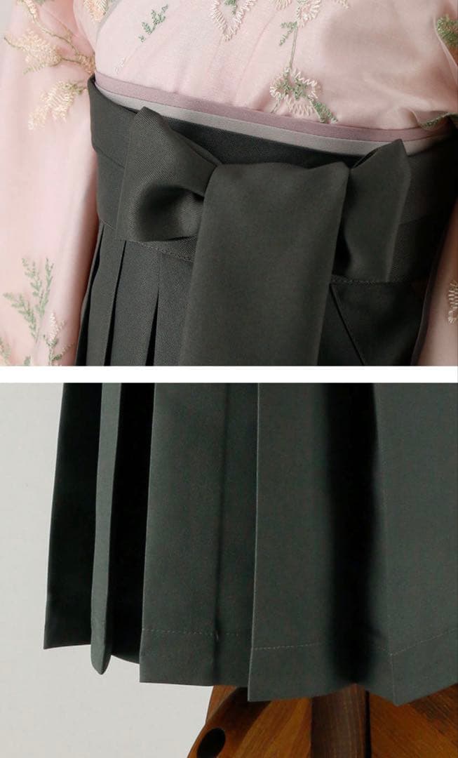 Catherine Cottage Easy Embroidery Tulle Hakama Set 120cm Pink x Gray-Green Hakama